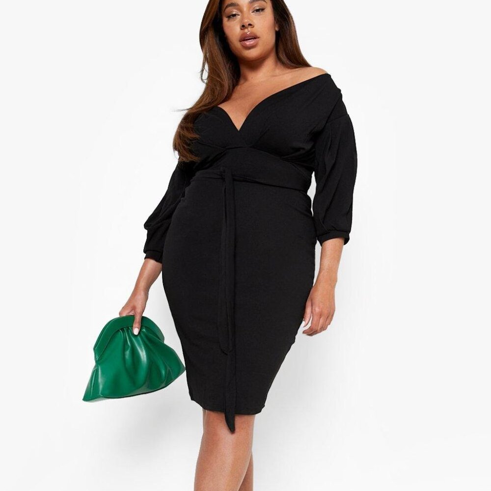 Plus Taylor Off The Shoulder Wrap Midi Dress